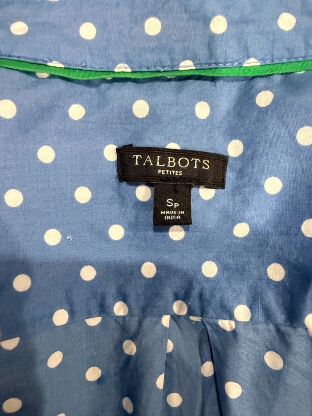 Talbots Blue Polka Dot Button-Up Shirt - Picture 6 of 8